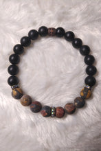 Load image into Gallery viewer, Red Leopard &amp; Onyx Matte Bracelet (7.0&quot;)
